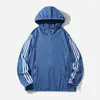 Ropa de protección solar para hombre con tres barras, chaqueta de verano de seda helada, fina, transpirable, anti-ultravioleta, ropa de pesca para exteriores para hombre