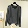 Ropa interior térmica de terciopelo de doble cara con protección de espalda de parche para hombre Otoño e Invierno Ropa de Otoño talla grande Camisa base holgada