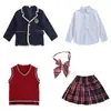 Uniformes para Clase Infantil, Trajes Británicos, Uniformes de Jardín de Infancia, Camisas Blancas, Uniformes de Escuela Primaria, Ropa de Primavera y Otoño para Hombres y Mujeres