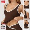 Chaleco deportivo Zechuang ajustado con contraste de color para mujer, sin espalda, para yoga, fitness, ropa exterior, top deportivo 8843