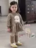 Conjunto Dulce para Niñas Niños Pequeños Otoño/Invierno Súper Bonito (Vestido Weiyi) Conjunto de Dos Piezas de Calcetines Leggings de Cuello Alto Engrosados