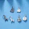 Plata de ley s925 lindo elefante jirafa pez con forma de colgante pez koi elefante ciervo amuleto Accesorios de plata para abalorios DIY