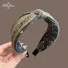 Diadema Ancha de Nudo de Tweed con Purpurina Fina Verde de Gama Alta para Mujer 2026 Nuevo Otoño Invierno Lujo Ligero Pinza para el Cabello Diadema Antideslizante Accesorio para el Cabello