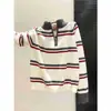 Suéter Pulóver de Bloques de Color Rayado de Media Cremallera Suelto para Mujer, Otoño/Invierno, Cuello Semi Alto, Holgado, Relajado, Top de Punto Versátil