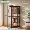 Guarda-roupa de metal estilo aberto, cabideiro de chão para quarto, cabide de roupas doméstico, unidade de prateleira para closet