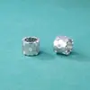 Nova Prata de Lei S925 Acabamento Fino Galvanizado Ouro Branco Colmeia Diamante Lapidado Contas Cilindricas Contas Espaçadoras Gelo Triturado Contas de Transferência