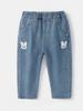 Calça Jeans Bebê Jingqi Meninas Primavera e Outono Calças Infantis 2023 Novas Roupas de Outono Calças de Pierna Reta Infantis Roupa Infantil