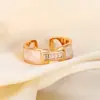 Nuevo Anillo de Diamante Brillante Letra H de Amazon para Mujer, Anillo Abierto Ajustable de Lujo Ligero para Dedo Índice, Anillo de Estilo Nicho, Estilo Fresco de Instagram