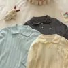 Roupas novas de outono redondas com estrela para crianças estilo coreano roupas de menina gola estilosa fashionável super bonito top de tricô suéter outono e inverno