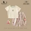 2026 Novo Estilo de Verão Estilo Coreano Conjunto de Roupa de Verão para Meninas Camiseta de Manga Curta Calça Anti-Mosquito Conjunto de Duas Peças para Bebê Menina