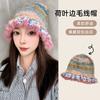 Gorro de Punto con Volantes Estilo Óleo Retro para Mujer en Otoño e Invierno Cálido Dulce y Lindo Rayado de Lana Colorido Venta al por Mayor
