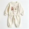Lindo conjunto de dibujos animados para primavera y otoño para niños: sudadera de cuello redondo y pantalones jogger, a la moda y casual, un conjunto de dos piezas para niños y niñas