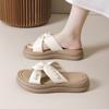 Chanclas de Plataforma Cruzadas para Mujer 2025 Verano Nuevo Estilo Modernas y Cómodas Casuales Sandalias Francesas de Perlas con Faldas