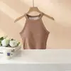 Dropshipping Nueva Colección Primavera Verano Camisola Halter para Mujer con Copas Integradas, Chaleco Corto Todo en Uno Capa Base