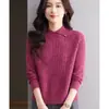 2026 Ropa de Mamá Cálida Otoño e Invierno Nuevo Estilo Versión Coreana Cuello Solapa Manga Raglán Temperamento Versátil Suéter Tejido Top Mujer