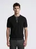 Ropa de punto de manga corta para hombre estilo Henley de lujo ligero 'Old Money', nueva de verano, minimalista, versátil, transpirable, camiseta de punto