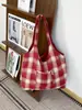 Bolsa de Hombro Reversible de Cuadros Retro Americano Nueva Otoño/Invierno 2026 Bolso Tote de Lana Suave Bolso de Tela Casual y Relajado