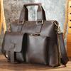 Marute vintage cowhide homens pasta bolsa de couro genuíno negócio 14 polegadas bolsa de computador Crazy Horse bolsa de negócios de couro