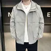Chaqueta Corta de Otoño Nueva para Hombre Casual de Exterior Moda Ropa de Trabajo Chaqueta con Capucha Versátil Holgada Cortavientos