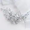 Adorno de Cabeça para Noiva com Pérolas e Strass, Acessório de Cabelo Artesanal Estilo Europeu e Americano, Pente de Cabelo com Cristais Incrustados, Acessório para Vestido de Casamento