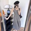 Vestido Novo Primavera e Verão 2024 Estilo Hong Kong Gentil e Simples Decote U Elegante Chique Vestido Tricotado