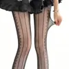 Medias finas de primavera y otoño con efecto pierna desnuda, Medias de encaje con un diseño de rayas sexy, Medias blancas transparentes