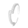 Anel Aberto S925 Prata Esterlina Cruz Estrela Cheia Trilha de Diamantes Escovado Estilo Coreano Fashionável Elegante Estiloso Simples Modelo Feminino