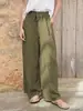 Pantalones Anchos de Algodón y Lino para Mujer, Talla Estándar Europea y Americana, Primavera/Verano 2026, Pantalones Rectos Sueltos con Cordón Transfronterizos, Pantalones Casuales de Amazon