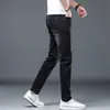 Jeans de sarja fina azul claro de alta qualidade para o verão, calça cigarette slim fit, calça comprida casual versátil, novo modelo 2026