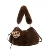 2026 Nova Bolsa de Bolinho Fofa de Grande Capacidade Peluda Bolsa de Pelúcia Fofa de Nicho Bolsa de Ombro Único Manual Transversal Feminina