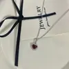 Bordeaux ~ Chapado en Plata S925 Oro de 18K Corazón Rojo Granate Circonita Roja Collar con Colgante Estilo Retro Japonés Cadena para Clavícula para Mujer