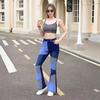 Jeans Acampanados de Cintura Alta con Bloques de Color Vintage para Mujer, Nuevos Pantalones Adelgazantes de Pierna Ancha para Primavera y Otoño con un Diseño de Dobladillo Crudo a la Moda