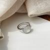 Saina Anillo de Lujo Ligero con Textura Estilo Coreano S925 Geométrico Ovalado con Piedra de Concha Anillo Abierto Distintivo de Moda para Mujer