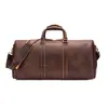 Bolsa de Viagem Couro Crazy Horse Leão de Aço High-End Original Feita à Mão Couro Genuíno Bolsa Transversal de Ombro Masculina