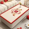 Tapete de Mesa de Centro para Ano Novo 2025 Impermeável e à Prova de Óleo Luxo Leve High-End Vermelho Festivo Sala de Estar Mesa de Centro Toalha de Mesa Tapete Protetor