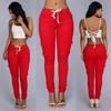 Calça Pencil Europeia e Americana Transfronteiriça Temu Calça Casual Feminina Europeia e Americana Mais Vendida com Múltiplos Bolsos Cordão Cadarço com Cinto