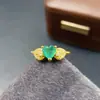 Anillo de Esmeralda Natural al por Mayor de Fábrica Plata S925 Incrustado con Piedra Principal 6*6 Joyería de Lujo Venta Directa de Fábrica Piedra Preciosa