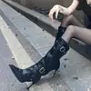 Primeiro Encontro Ji Menina Picante Bico Fino Salto Alto Botas até o Joelho Femininas 2026 Verão Novo Estilo Temperamento Versátil Fivela Zíper Lateral