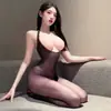 Lingerie Sedutora com Renda nas Bordas, Design sem Costas, Meias Transparentes, Body com Abertura no Gancho, Conjunto de Renda Transparente Sem Remoção