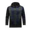 Cardigan Masculino Outono/Inverno Transfronteiriço Moletom com Capuz Lã Xadrez Color-Blocking Ajuste Slim Jaqueta de Manga Longa Roupas Masculinas