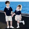 0820 Conjunto de Camisa de Manga Corta de Verano para Uniforme Escolar de Niña Foto de Graduación de Estudiante de Primaria Conjunto de Dos Piezas Ropa de Verano para Actuación de Niños