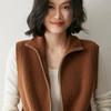 Chaleco de Punto de Cachemira con Cuello Alto Medio para Mujer 2025 Otoño Nuevo Diseño Suéter Simple con Doble Cremallera