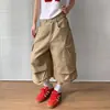 Calça Cargo Pleated Cropped Estilo Retrô Americano para Homens e Mulheres, Novo Estilo de Rua de Verão Versátil Solta Reta Wide-Leg Tendência