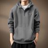 Sudadera con capucha y media cremallera de peso pesado italiano para hombre, estilo Primavera y Otoño 2026, Marca de tendencia retro americana, Top casual holgado