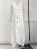 2026 Europeo y Americano transfronterizo Amazon casual estilo bohemio urbano cuello en V manga corta volantes vestido vintage