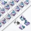 Colgante de cristal de mariposa de 14 mm, color rosa y morado, para hacer tú mismo, accesorios para el cabello, collares y pendientes.
