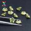 Fábrica de Wuzhou Circonita en forma de ciruela al por mayor Circonita en forma de ciruela calidad 5A Piedra artificial amarillo oliva Piedra desnuda CZ