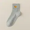 Calcetines para Mujer Zhuji para Otoño e Invierno, Calcetines de Media Pantorrilla, Absorbentes de Sudor y Resistentes al Olor, Calcetines de Algodón de Color Sólido para Mujer, Bordado de Dibujos Animados, Calcetines Personalizados Transfronterizos para Mujer