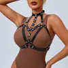 Ygm Venta al por mayor Ropa de Bondage de Cuero Burlón Arnés de Pecho para Bar Decoración de Ropa para Mujeres Adultas