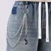 Cadena de Pantalones Doble Capa de Metal Versátil Estilo Hip-Hop Callejero, Cadena de Cintura para Falda de Mezclilla Retro Personalizada con Colgante de Guitarra